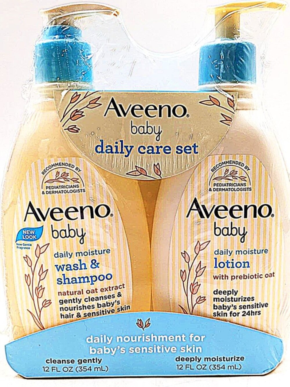 Aveeno Baby Daily Care Sensitive Skin Wash/shampoo and Lotion Set Gentle Skincar